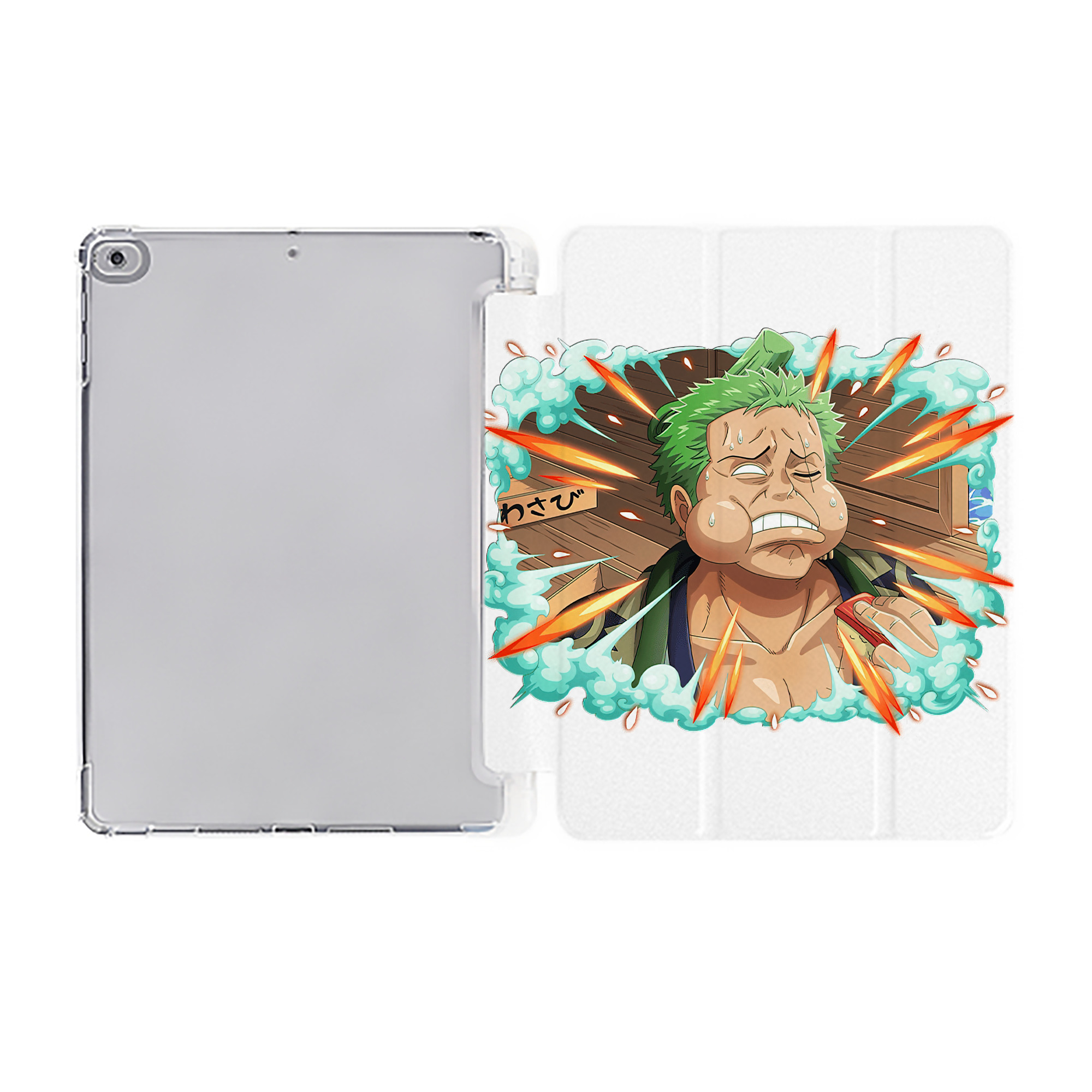 （画像用） ワンピース ロロノア・ゾロ ONE PIECE Roronoa Zoro IPad ケース ペン収納付き 三つ折りスタンド PUレザー×シリコン 対応機種9.5/10.5/10.9インチ